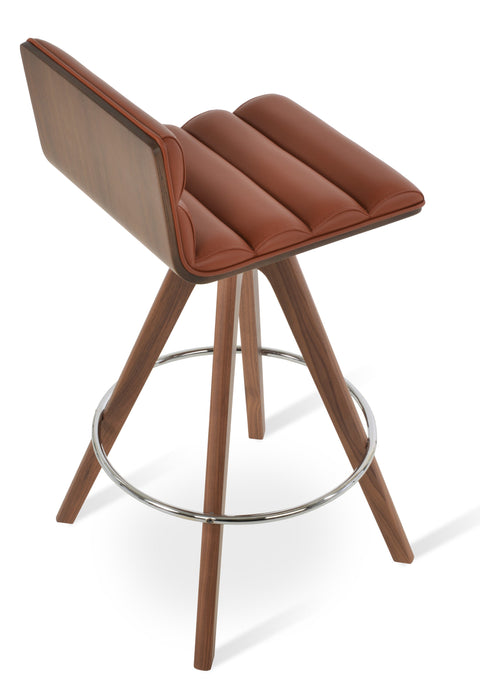 CORONA BAR COMFORT PLYWOOD SHELL AMERICAN WALNUT LEATHERETTE PPM FR CINNAMON 332 PYRAMID BAR SOLID WOOD Swivel BEECH WALNUT FINISH