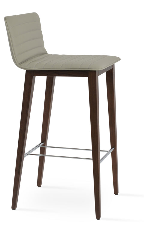 CORONA BAR FULL UPHOLSTERY LEATHERETTE F.SOFT LIGHT GREY 050 WOOD BEECH WOOD WALNUT FINISH