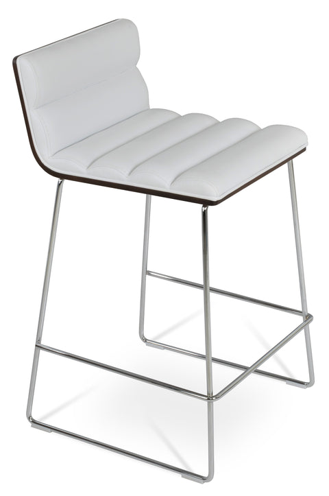 CORONA BAR WIRE CHROME COMFORT PLYWOOD SHELL AMERICAN WALNUT LEATHERETTE F.SOFT WHITE 001