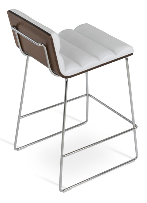 CORONA BAR WIRE CHROME COMFORT PLYWOOD SHELL AMERICAN WALNUT LEATHERETTE F.SOFT WHITE 2