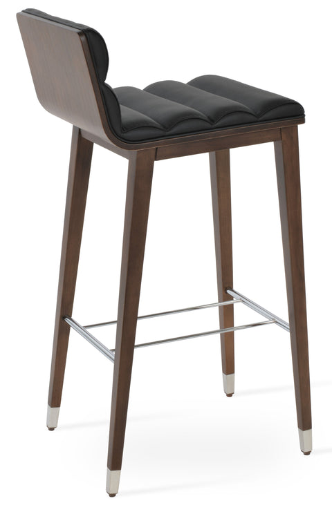 CORONA BAR WOOD COMFORT PLYWOOD SHELL AMERICAN WALNUT LEATHERETTE F.SOFT BLACK 905 BEECH WOOD WALNUT FINISH CHROME RINGFOOTREST