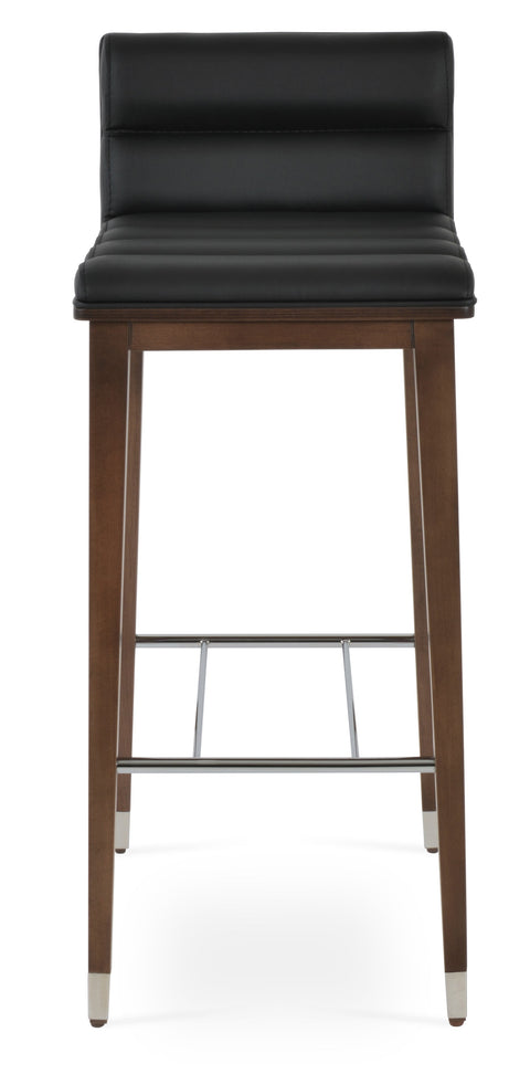 CORONA BAR WOOD COMFORT PLYWOOD SHELL AMERICAN WALNUT LEATHERETTE F.SOFT BLACK 907 BEECH WOOD WALNUT FINISH CHROME RINGFOOTREST