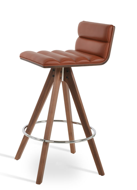 CORONA COUNTER COMFORT PLYWOOD SHELL AMERICAN WALNUT LEATHERETTE PPM FR CINNAMON 331 PYRAMID COUNTER SOLID WOOD Swivel BEECH WALNUT FINISH