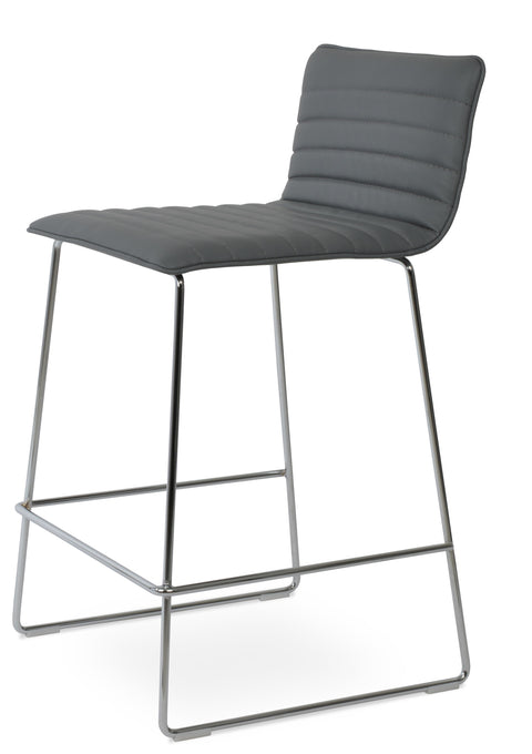 CORONA COUNTER H.BACK WIRE CHROME SEAT FULL UPHOLSTERY LEATHERETTE F.SOFT GREY 612