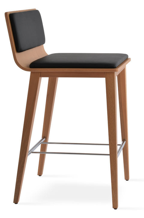 CORONA COUNTER WOOD WITH PAD NATURAL ECO LEATHER BLACK 1