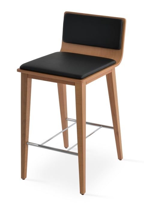 CORONA COUNTER WOOD WITH PAD NATURAL ECO LEATHER BLACK 2