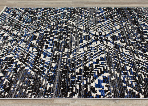 Calabar 8611_31 Black Grey Blue Global Inspired Rug By Kalora Interiors