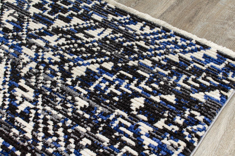 Calabar Black Grey Blue Global Inspired Rug by Kalora Interiors