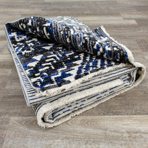 Calabar 8611_31 Black Grey Blue Global Inspired Rug By Kalora Interiors