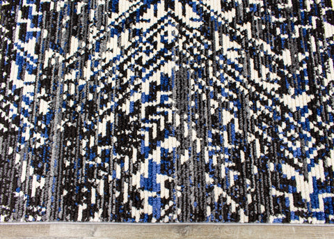 Calabar Black Grey Blue Global Inspired Rug by Kalora Interiors