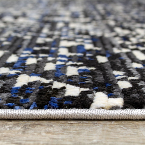 Calabar Black Grey Blue Global Inspired Rug by Kalora Interiors