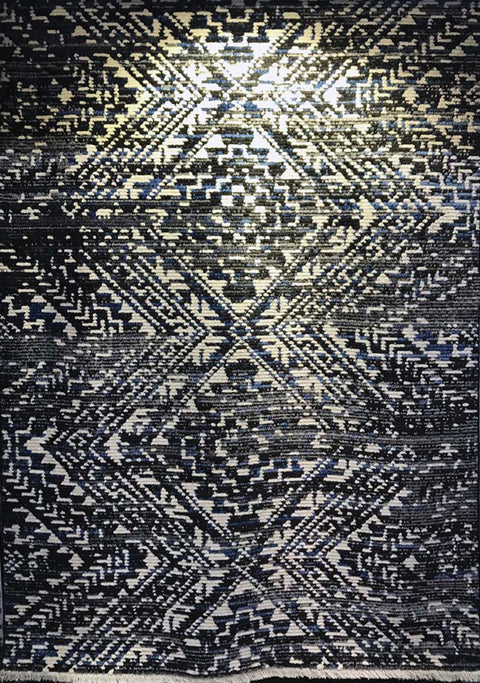 Calabar 8611_31 Black Grey Blue Global Inspired Rug By Kalora Interiors