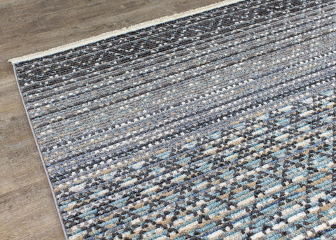 Calabar 8624_68 Blue Grey White Banded Pattern Rug By Kalora Interiors