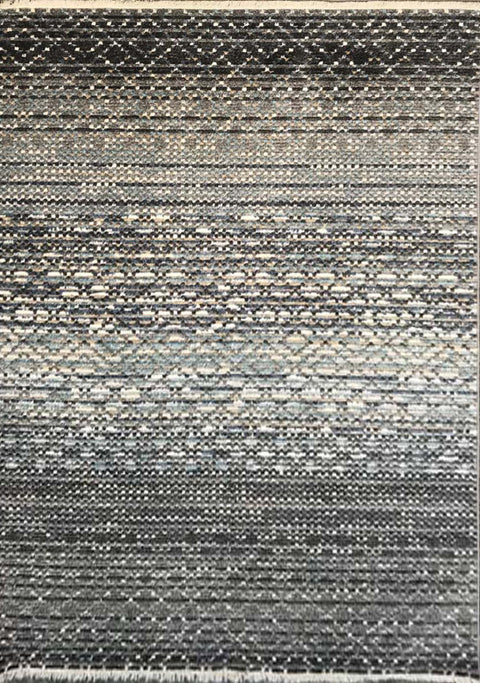 Calabar 8624_68 Blue Grey White Banded Pattern Rug By Kalora Interiors