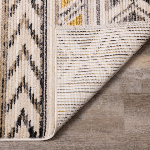 Calabar Cream Grey Yellow Tribal Rug by Kalora Interiors