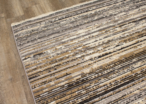 Calabar A077_36 Grey Beige White Banded Blend Rug By Kalora Interiors