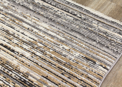 Calabar A077_36 Grey Beige White Banded Blend Rug By Kalora Interiors