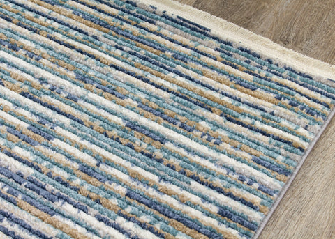 Calabar A078_38 Blue White Grey Banded Blend Rug By Kalora Interiors