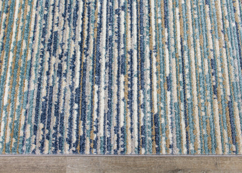 Calabar A078_38 Blue White Grey Banded Blend Rug By Kalora Interiors