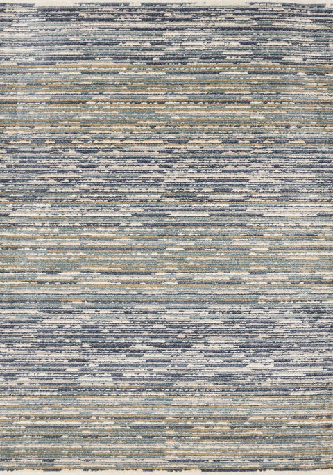 Calabar Blue White Grey Banded Blend Rug by Kalora Interiors