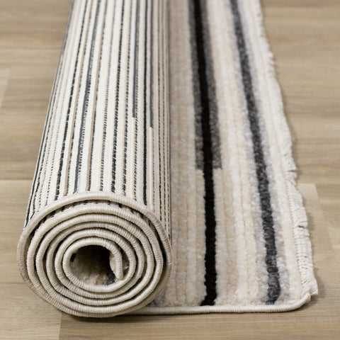 Calabar Cream Grey Beige Piano Key Pattern Rug by Kalora Interiors