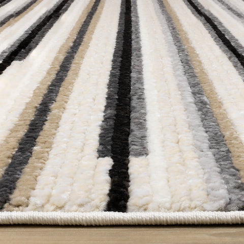 Calabar Cream Grey Beige Piano Key Pattern Rug by Kalora Interiors