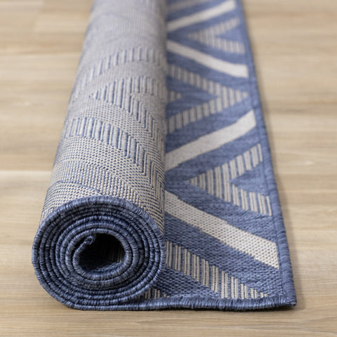 Canopy Blue Grey Geometric Indoor/Outdoor Rug by Kalora Interiors