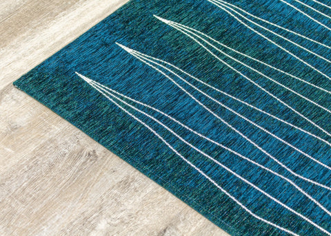 Cathedral Teal Cream Slender Diamonds Rug by Kalora Interiors