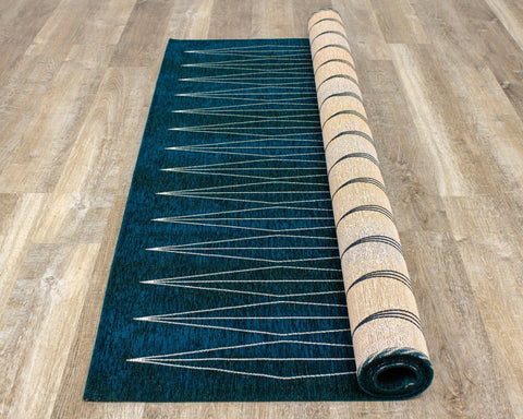 Cathedral Teal Cream Slender Diamonds Rug by Kalora Interiors