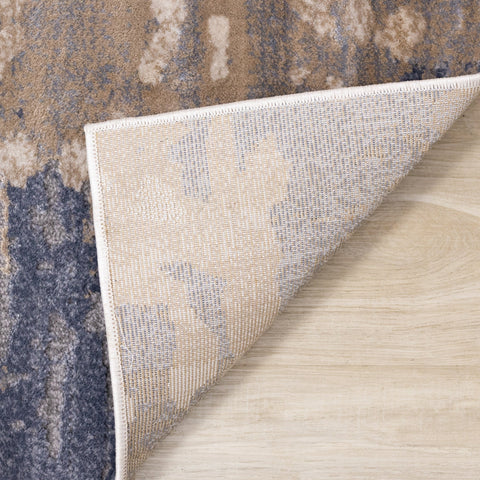 Chorus Blue Beige Abstract Earth Tone Plush Rug by Kalora Interiors
