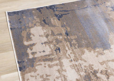 Chorus Blue Beige Abstract Earth Tone Plush Rug by Kalora Interiors