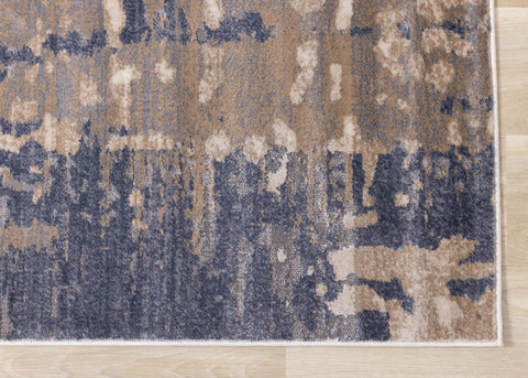 Chorus Blue Beige Abstract Earth Tone Plush Rug by Kalora Interiors