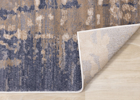 Chorus Blue Beige Abstract Earth Tone Plush Rug by Kalora Interiors