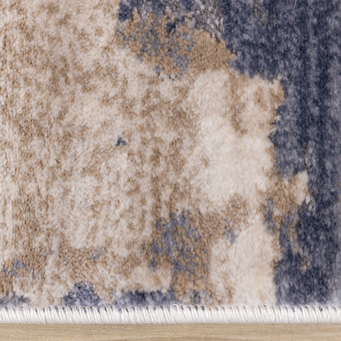 Chorus Blue Beige Abstract Earth Tone Plush Rug by Kalora Interiors