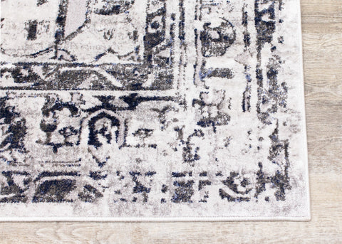 Chorus Grey Blue Elegant Border Rug by Kalora Interiors