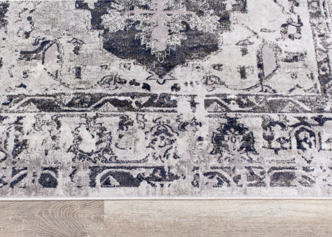Chorus Grey Blue Elegant Border Rug by Kalora Interiors