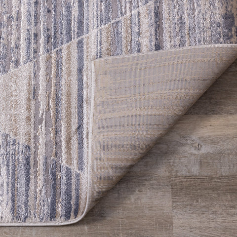 Chorus Beige Blue Distressed Geometric Rug by Kalora Interiors