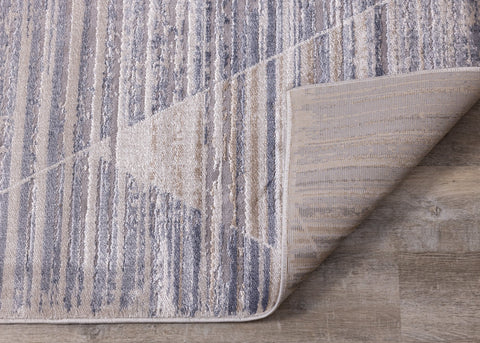 Chorus Beige Blue Distressed Geometric Rug by Kalora Interiors