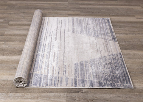 Chorus Beige Blue Distressed Geometric Rug by Kalora Interiors