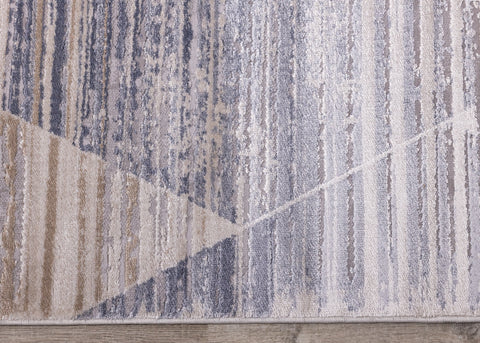 Chorus Beige Blue Distressed Geometric Rug by Kalora Interiors