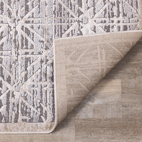 Chorus Grey Beige Elegant Geometric Rug by Kalora Interiors