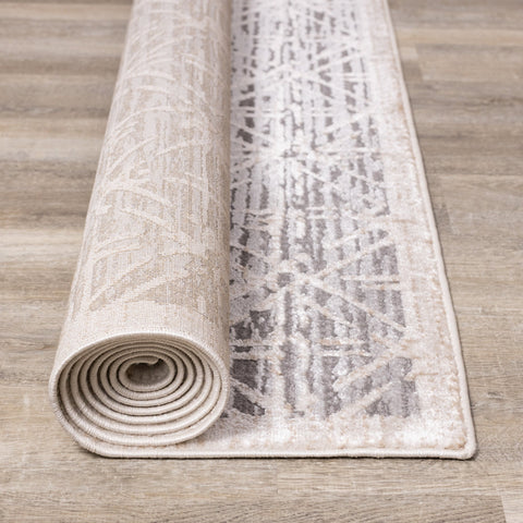 Chorus Grey Beige Elegant Geometric Rug by Kalora Interiors