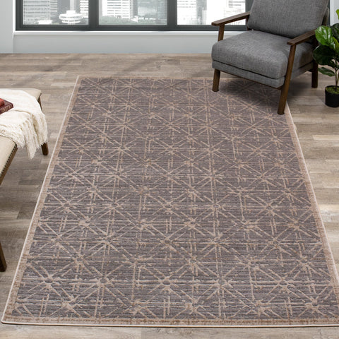 Chorus Grey Beige Elegant Geometric Rug by Kalora Interiors