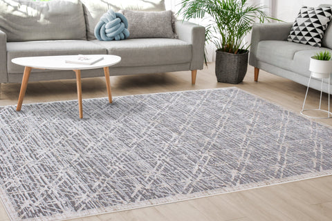Chorus Grey Beige Elegant Geometric Rug by Kalora Interiors