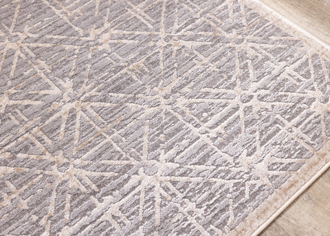 Chorus Grey Beige Elegant Geometric Rug by Kalora Interiors