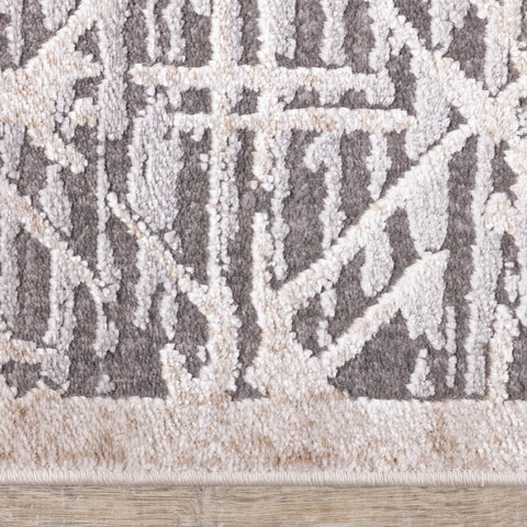 Chorus Grey Beige Elegant Geometric Rug by Kalora Interiors