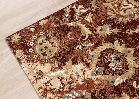 Claro Red Beige Traditional Plush Rug by Kalora Interiors
