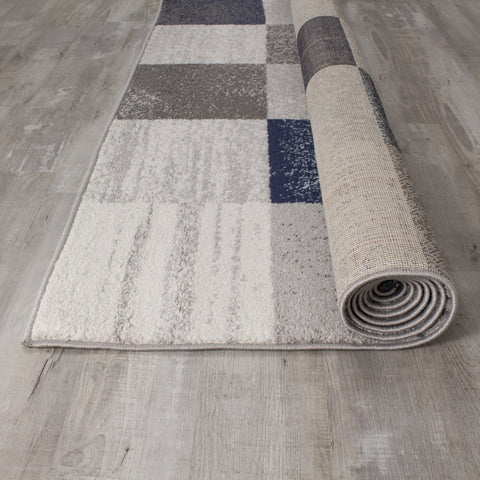 Converge 8942_2939 Blue Grey Squares Area Rug by Novelle Home