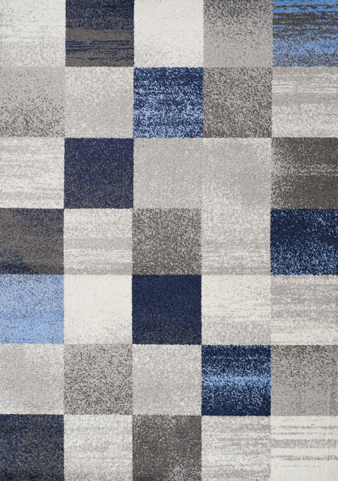 Converge 8942_2939 Blue Grey Squares Area Rug by Novelle Home