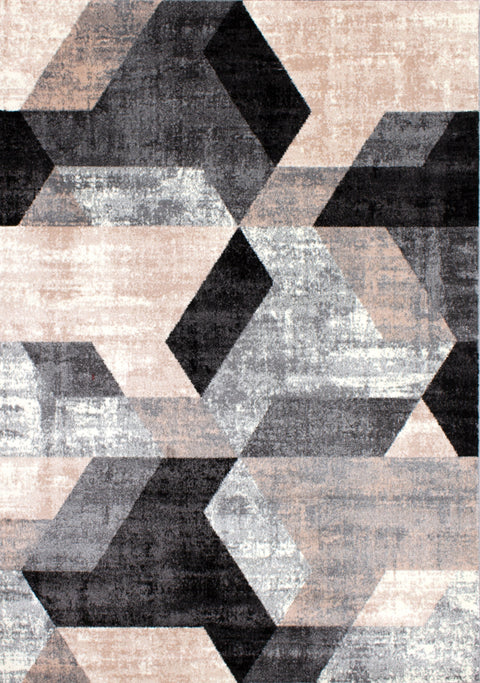 Dais 18063_128 Geometric Gray Pink Hexagons Area Rug by Novelle Home